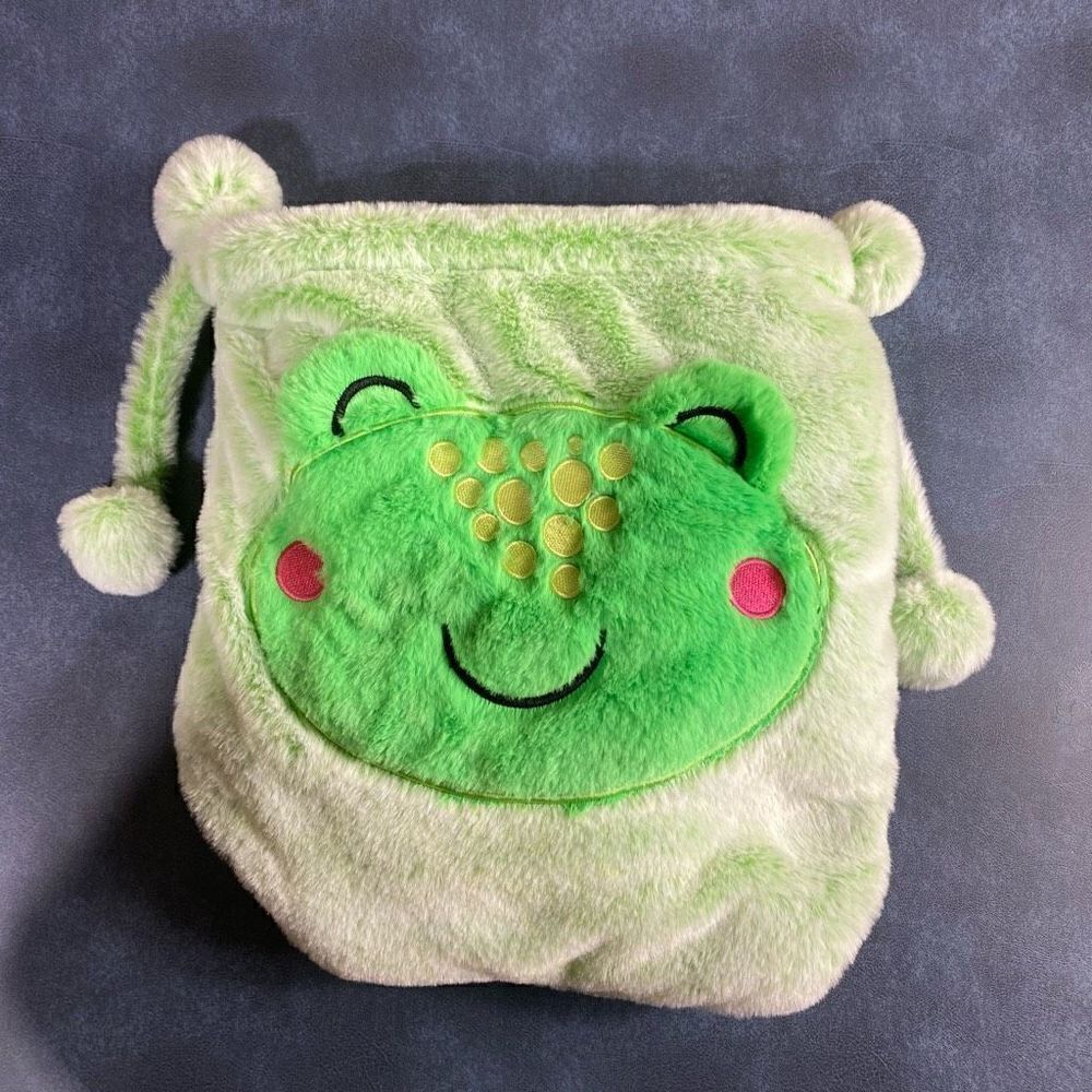 Walmart Frog Stuffed Animal Toy Backpack Bag Nap Blanket Large Green